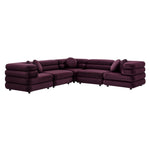 Jubilee 5-Piece Velvet Sectional Sofa in Mulberry