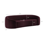 Contessa Curved Velvet Sofa in Mulberry