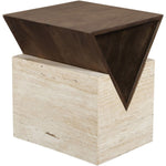 Opus Travertine End Table in Brown
