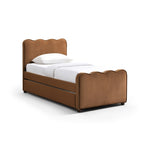 Gatsby Velvet Twin Trundle Bed in Saddle