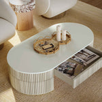 Bella 52" Acacia Wood Storage Coffee Table in Cream