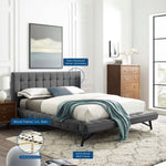Julia Queen Velvet Biscuit Tufted Platform Bed in Gray