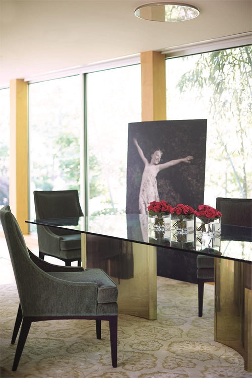 Abbott Glass & Brass Dining Table