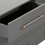 Trident 62" Vegan Leather 6-Drawer Dresser in Grey