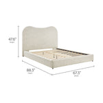 Seluna Boucle Queen Platform Bed in Pearl