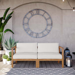 Bayport Outdoor Teak Wood 2-Seater Loveseat in Natural White