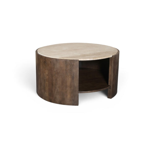 Solstice Travertine Coffee Table in Brown