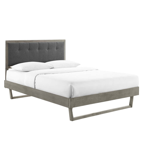 Willow King Tufted Wood Platform Bed in Gray Charcoal