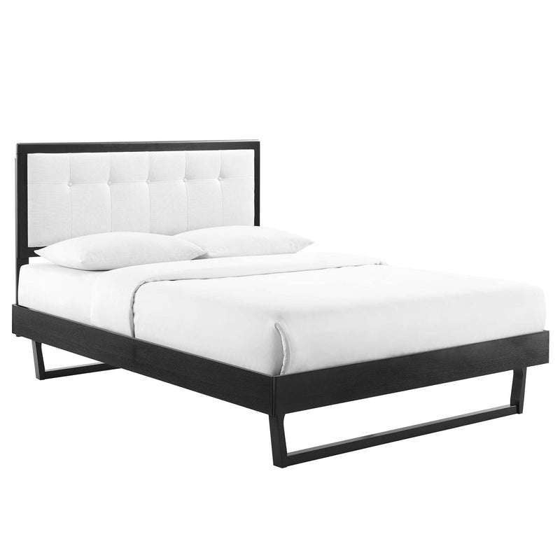 Willow King Tufted Wood Platform Bed in Black White