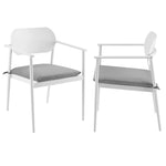 Aeris Stackable Outdoor Aluminum Dining Armchair Set of 2 in White