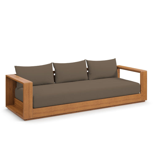 Tahoe Outdoor Acacia Wood Sofa in Natural Cocoa