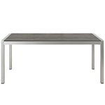 Shore Outdoor Aluminum Dining Table in Silver Gray