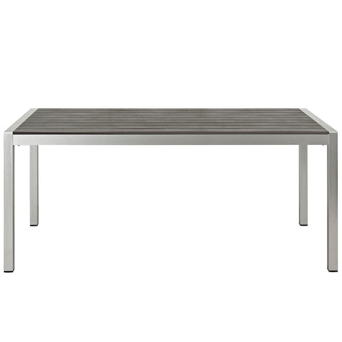 Shore Outdoor Aluminum Dining Table in Silver Gray