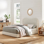 Seluna Boucle Queen Platform Bed in Pearl