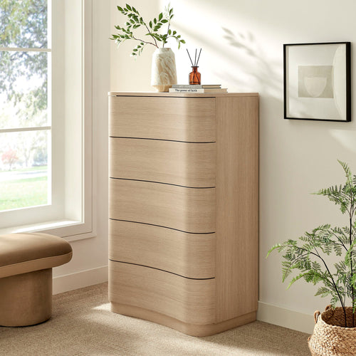 Mirae 5-Drawer Chest in Brushed Light Oak