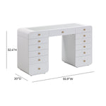 Hollywood 56" Vanity Desk with LED Mirror (Large) in White