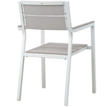 Maine Outdoor Dining Armchair Set of 2 in White Light Gray