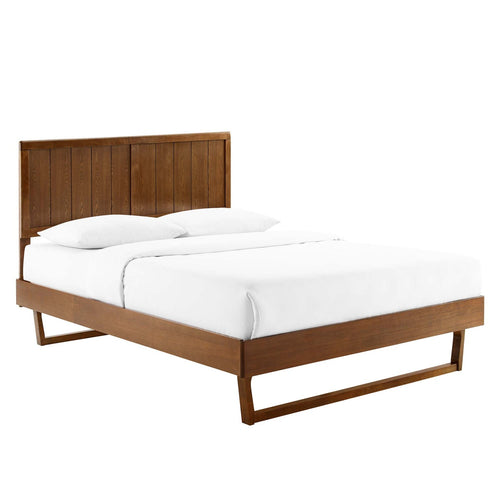Alana King Wood Platform Bed with Angular Frame in Walnut