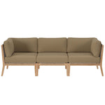 Clearwater Outdoor Teak Wood Sofa in Gray Light Brown
