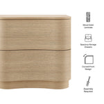 Mirae 2-Drawer Curved Nightstand in Brushed Light Oak
