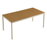 Finn 71" Outdoor Aluminum Dining Table with Faux Wood Top in Natural