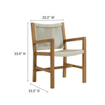 Vienna Outdoor Teak and Rope Dining Armchairs Set of 2 in Natural Natural