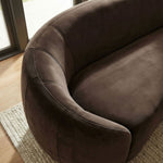 Contessa Curved Velvet Sofa in Chocolate Brown