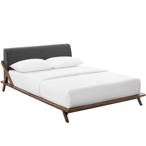Luella Queen Fabric Platform Bed in Walnut Gray