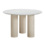 Parcino 47" Faux Terrazzo Concrete Round Dining Table in Terrazzo / Cream