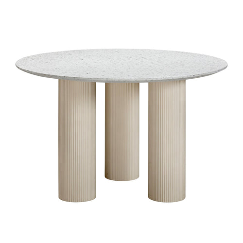 Parcino 47" Faux Terrazzo Concrete Round Dining Table in Terrazzo / Cream