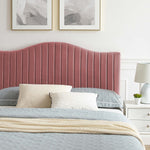 Juniper King Velvet Platform Bed with Wood and Gold Legs in Dusty Rose