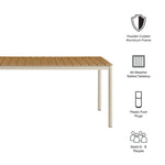 Finn 71" Outdoor Aluminum Dining Table with Faux Wood Top in Natural