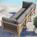 Clearwater Outdoor Teak Wood Sofa in Gray Graphite