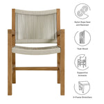 Vienna Outdoor Teak and Rope Dining Armchairs Set of 2 in Natural Natural