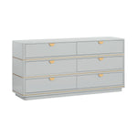 Julieta 62" Acacia Wood 6-Drawer Dresser in Grey