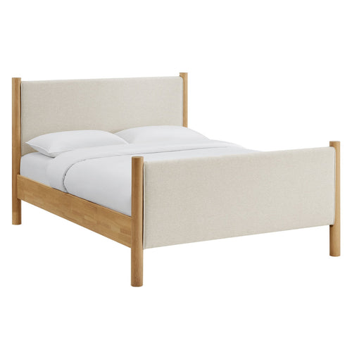 Maven King Fabric Platform Bed in Ivory Oak