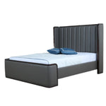 Kingdom Queen Vegan Leather Bed in Graphite