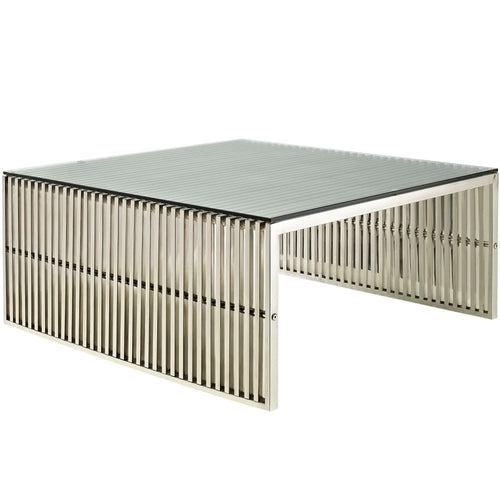 Gridiron Stainless Steel Coffee Table in Silver