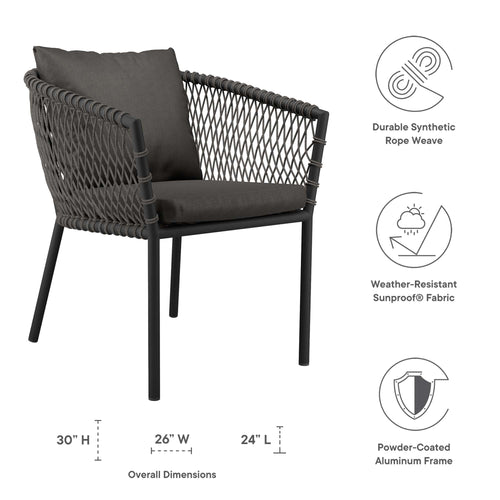 Sailor Outdoor Dining Armchair in Charcoal Charcoal