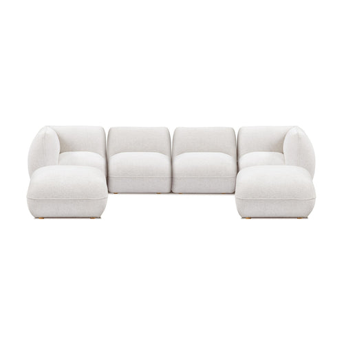 Arezza Chenille U-Chaise Sectional in Stone White