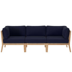 Clearwater Outdoor Teak Wood Sofa in Gray Navy