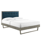 Willow King Tufted Wood Platform Bed in Gray Azure