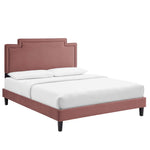 Liva King Velvet Platform Bed in Dusty Rose