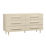 Trident 62" Vegan Leather 6-Drawer Dresser in Taupe