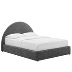 Resort King Arched Round Platform Bed in Heathered Weave Slate