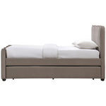 Gatsby Velvet Twin Trundle Bed in Taupe