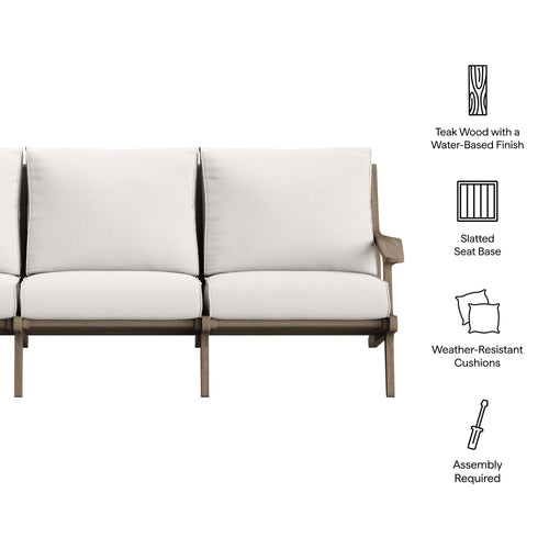 Saratoga Outdoor Teak Sofa in Weathered Gray