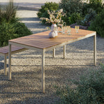 Finn 71" Outdoor Aluminum Dining Table with Faux Wood Top in Natural