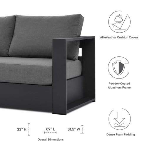 Tahoe Outdoor Aluminum Sofa in Gray Charcoal