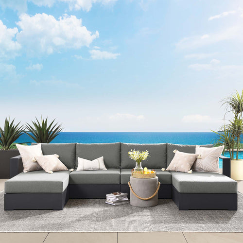 Tahoe 4-Piece Outdoor Aluminum Sectional Sofa Set in Gray Charcoal